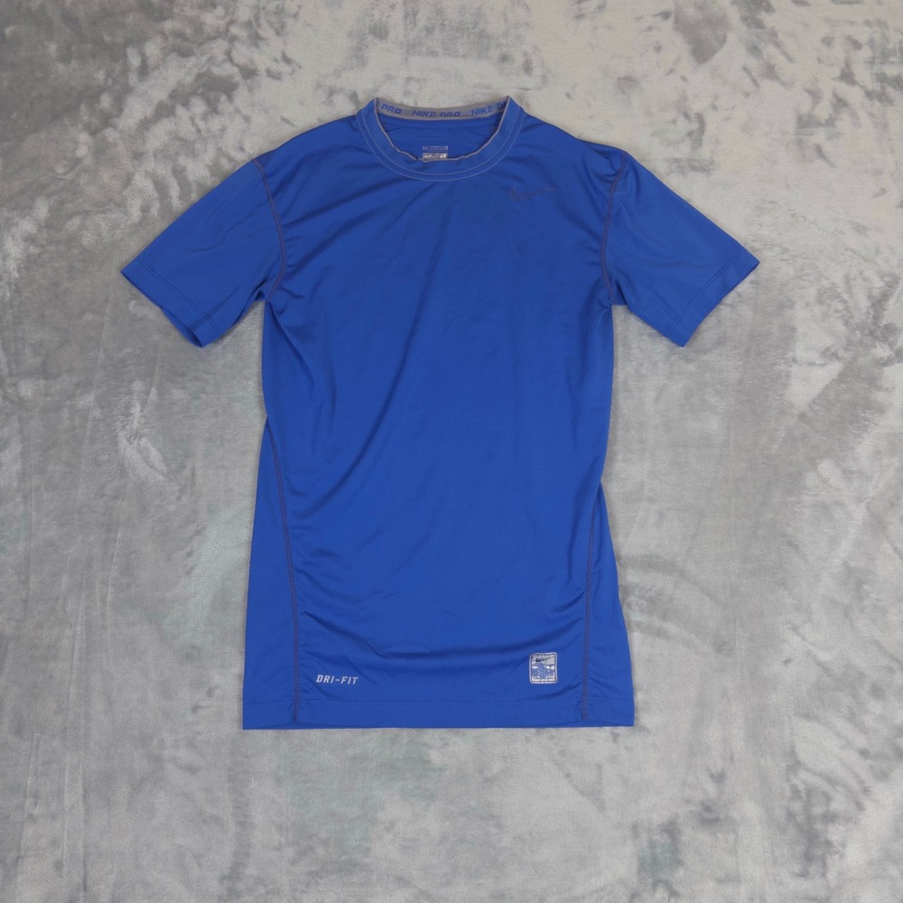 Nike Pro Compression Shirt Mens Medium Blue Short Sleeve Dri-FIT Athletic Top